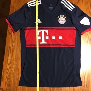 Adidas Bayern München FC soccer fan jersey, academy logo on sleeve